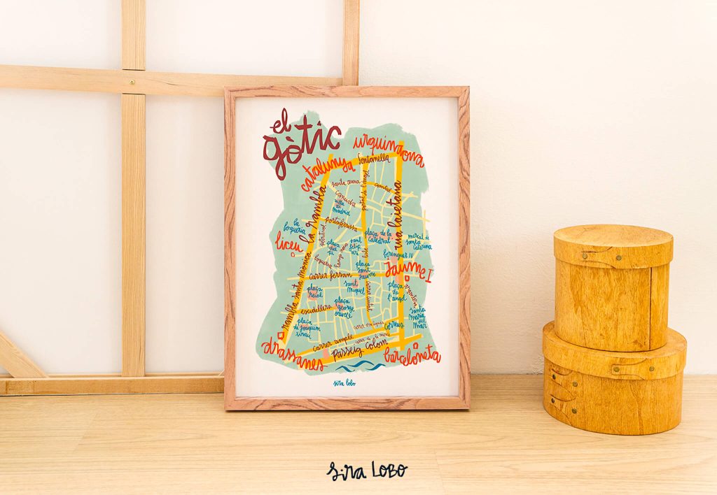 Gòtic barcelona illustrated map by sira lobo l