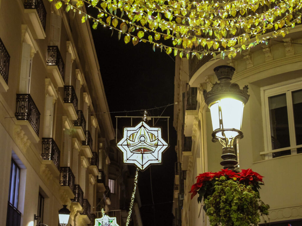 Christmas lights and decorations in Malaga