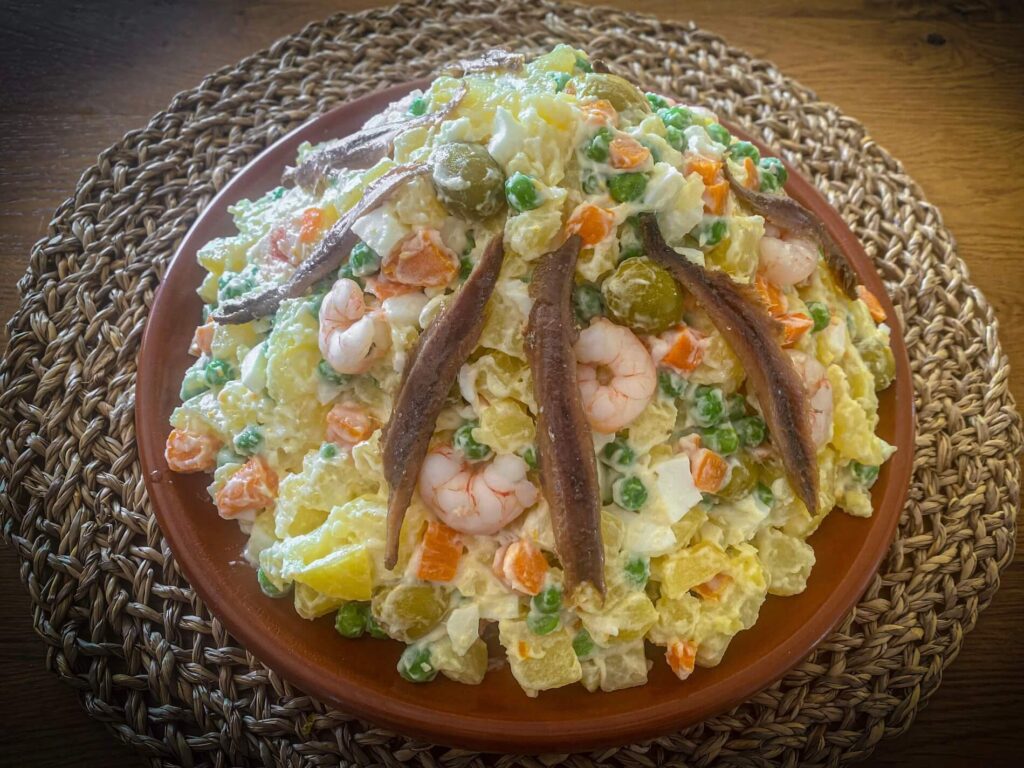 Ensaladilla Rusa or Russian salad Typical tapas in Spain