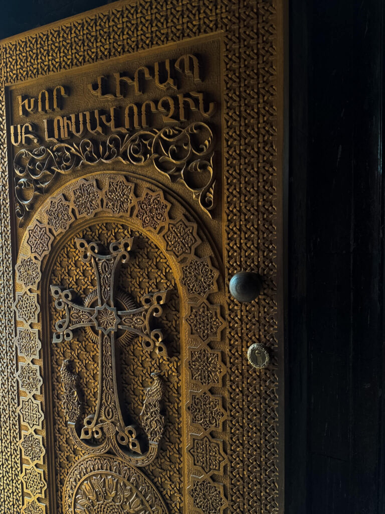 Wooder doors armenian ornaments khor virap